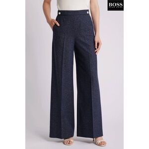 Hugo Boss NWT Tupita Wide Leg Wool Blend Sky Captain Sailor Pants. Size 8